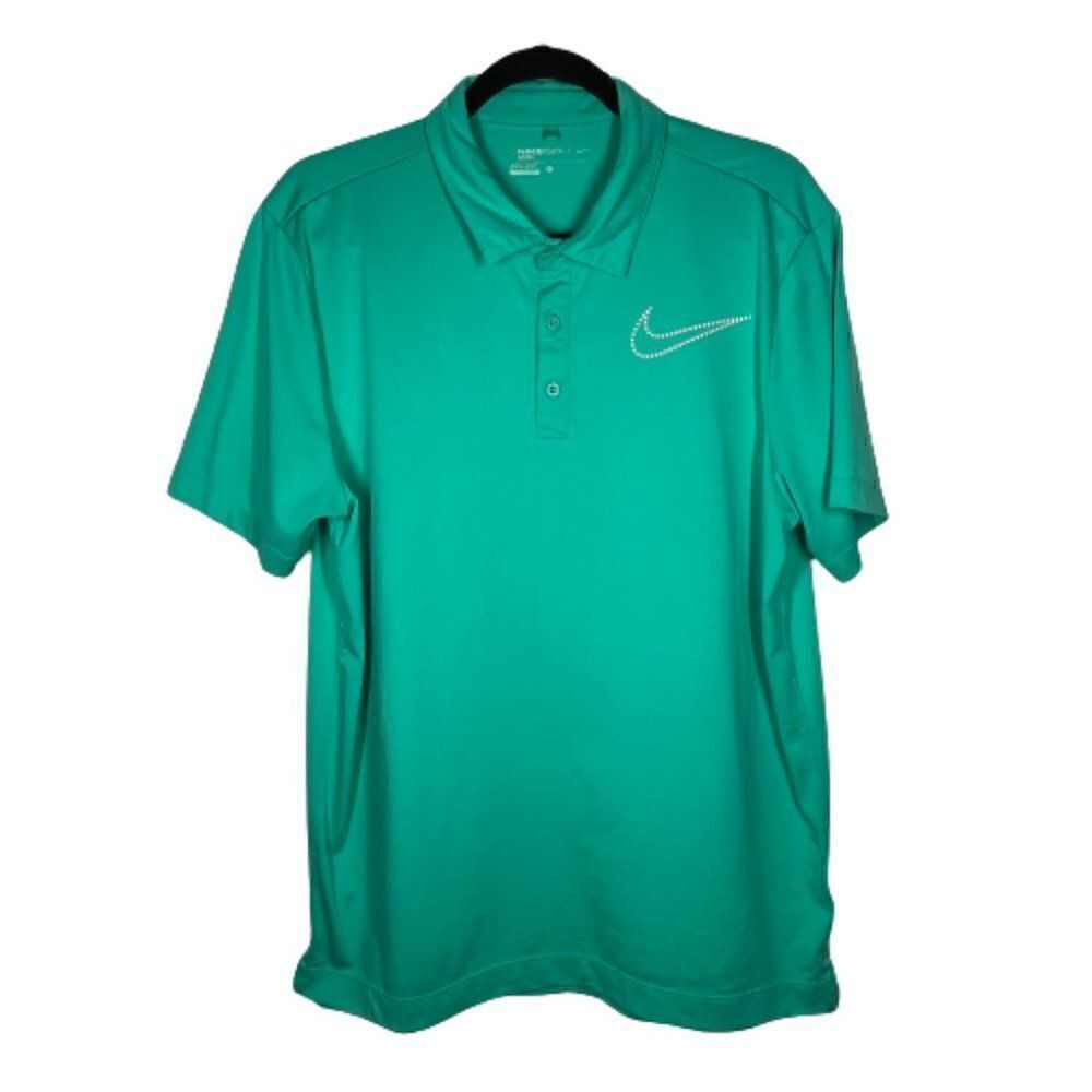 Nike Golf Polo Green Shirt Dri-Fit Performance Mens Size Large